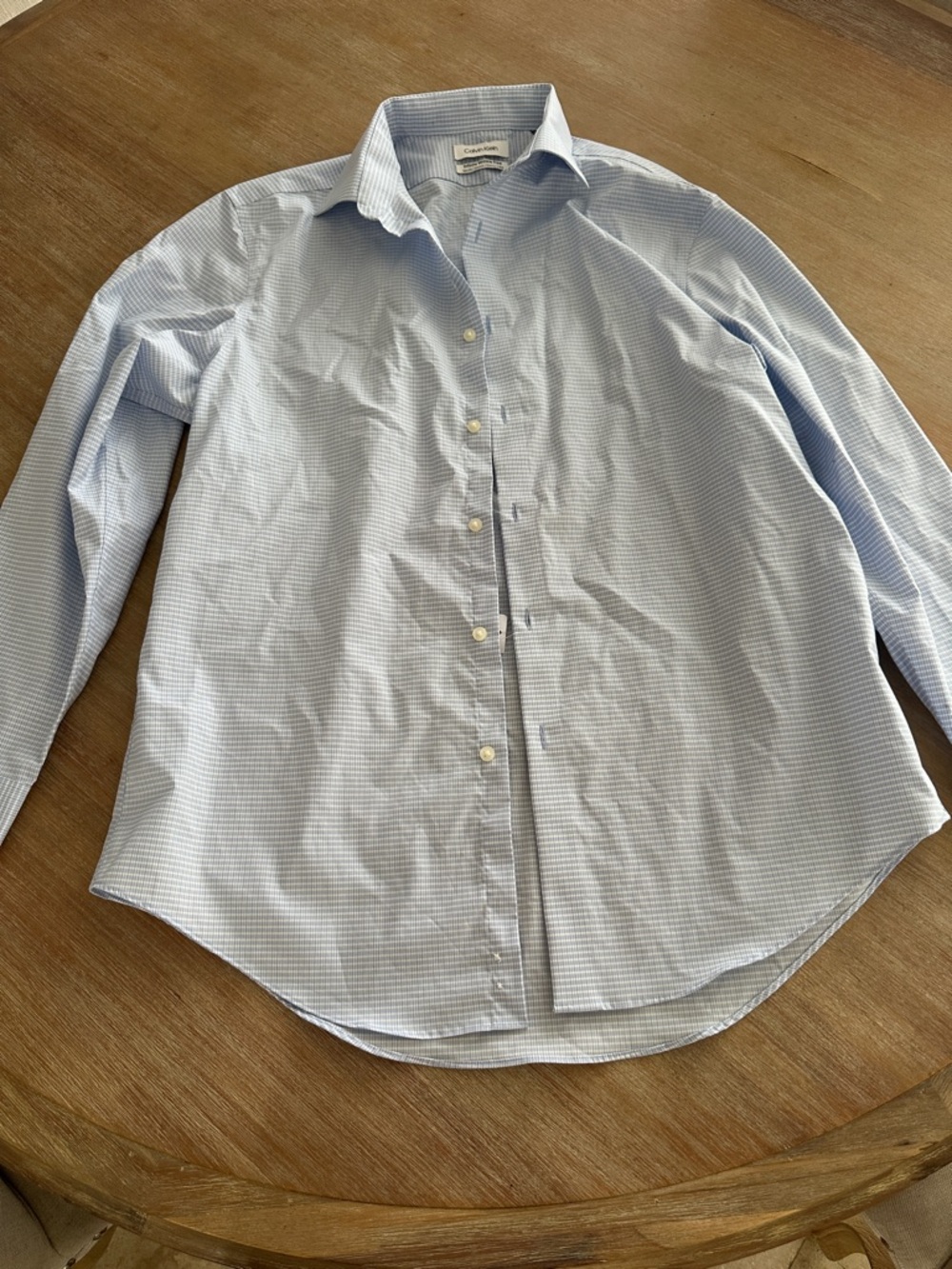 Calvin Klein Light Blue Micro-Check Dress Shirt